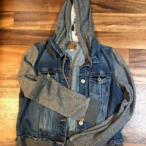 American Eagle hooded sweatshirt jean jacket